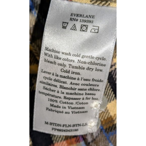 Everlane Plaid Flannel Button Down Shirt Women's Size S Brown Blue Beige NWT $98 - Picture 11 of 11